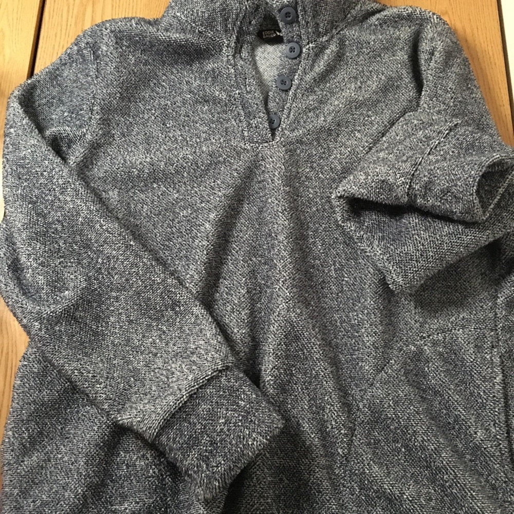 New Women’s Eddie Bauer Blue Heather Fleece Sweater Jacket Very Soft Size Large